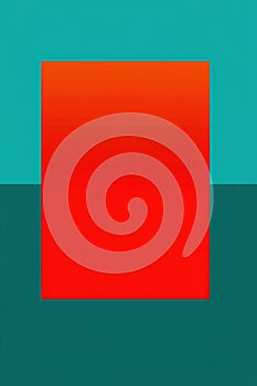 Abstract artwork with vivid red and teal color block composition