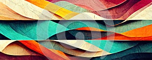 Abstract artwork of the waves and lines. Generative AI. Energy and happiness concept