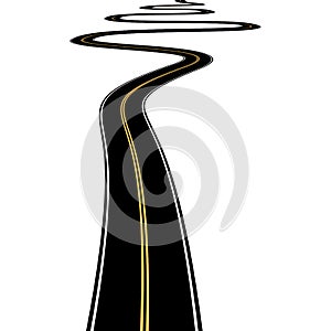 Abstract asphalt road on white background.