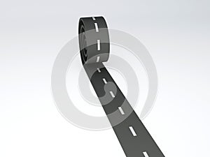 Abstract asphalt road on white