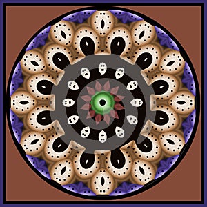 Abstract Astroniras decorative mandala with shadows