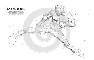 Abstract athlete Abstract athlete boxer. Human body low poly wireframe.  Abstract Sport, low poly style.