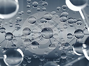 Abstract atom or molecule structure design, atom or molecule made of glass material.