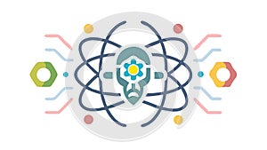 Abstract Atom Network Icon, Science, Technology and Connectivity, vector design Generative AI