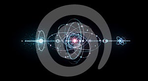 Abstract Atomic Particles: Quantum Science and Tech Illustration
