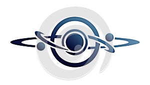 Abstract Atomic Planetary System Graphic, vector design Generative AI