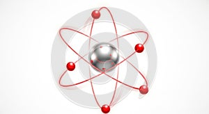 Abstract atomic structure with nucleus and orbiting electrons represents science and discovery