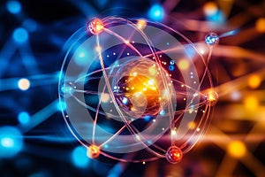 Abstract Atomic Structure With Vibrant Energy Flow And