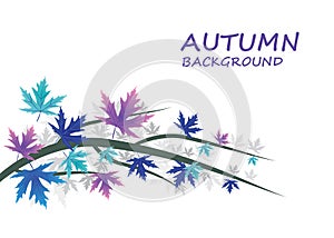 Abstract Autumn background with Blue and purple leaves