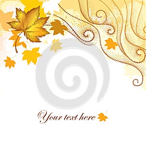 Abstract autumn background with dotted maple leaves