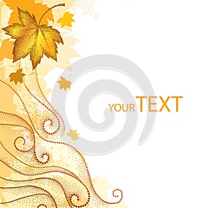 Abstract autumn background with dotted maple leaves