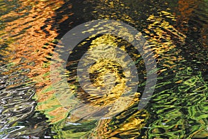 ABSTRACT- Autumn Colors Reflected in a New York Pond