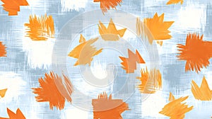 Autumn Leaf Pattern Orange White Blue Textured Background