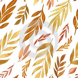 Abstract autumn leaf. Vintage leaves seamless pattern watercolor. Hand drawn painted plants for textiles and decoration