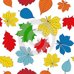 Abstract Autumn LeavesSeamless Pattern Background. Vector Illustration