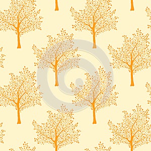 Abstract autumn trees silhouettes seamless