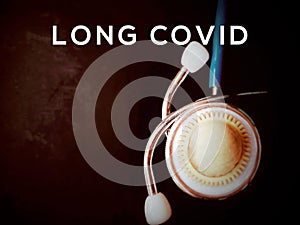 Coronavirus or Covid-19 Concept and stethoscope with copy space background. photo