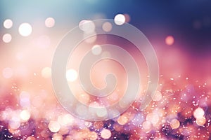 An abstract backdrop filled with bokeh lights, accentuated by gentle vintage-colored blurriness and a touch of glitter. Created photo