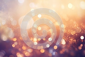 An abstract backdrop filled with bokeh lights, accentuated by gentle vintage-colored blurriness and a touch of glitter. Created photo