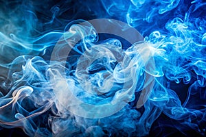 Abstract backdrop with stains of blue incense smoke