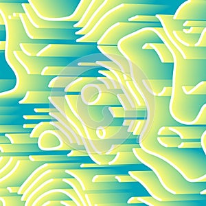 Abstract background with 3d elements. Yellow pastel Wallpaper with perspective labyrinth. Technical style with wave line
