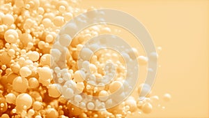 Abstract background of 3d spheres. Modern plastic pastel bubbles. Concept of science physics nano rendering glossy balls