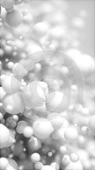 Abstract background of 3d spheres. Modern plastic pastel bubbles. Concept of science physics nano rendering glossy balls