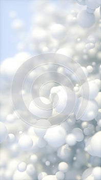 Abstract background of 3d spheres. Modern plastic pastel bubbles. Concept of science physics nano rendering glossy balls