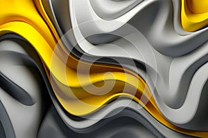 Abstract background with 3D yellow and grey waves