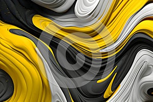 Abstract background with 3D yellow and grey waves