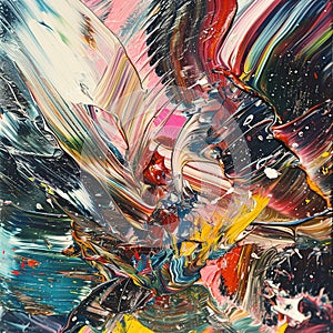 abstract background of acrylic paint splashes in different colors on canvas