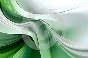 Abstract background with green and white waves lines