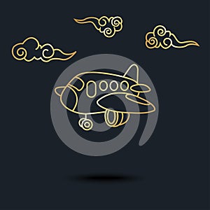 Abstract background for Airplane and clouds,gold color,vector illustrations