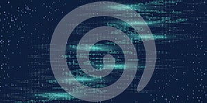Abstract background algorithm binary programming code on blue. Concept digital data technology. Vector illustration