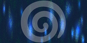 Abstract background algorithm binary programming code on virtual dark. Concept digital data technology. Vector illustration
