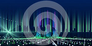 Abstract background analysis grid diagram with blurred lines and  lens effects. Big data. Artificial intelligence.  Business,