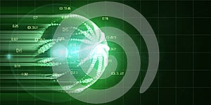 Abstract background  of analysis spherical array data. Big data. Glowing sphere with  shine effects.  Quantum computing concept