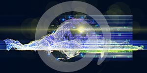 Abstract background analyze algorithm artificial intelligence data. Big data. Quantum computimg  concept with grid and  blurred