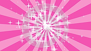 Abstract background animation with a sun motif. Pink stripes rotating and sparkling stars popping out from the center.