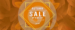 Abstract background for autumn season. Template design in long banner style with new trend of gradient. Vector illustration for