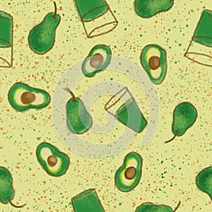 Abstract background of avocado fruits pattern illustrations
