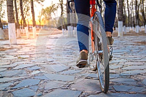 Abstract background with a bicycle on nature.