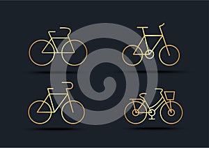 Abstract background of Bicycle sets, transportation, Gold color, vector illustrations