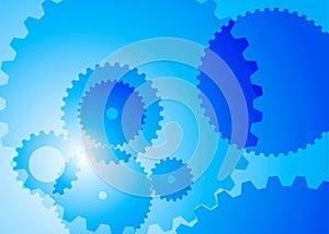 Abstract background with big and small gears blue color