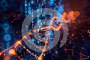 Abstract background binary code of DNA shape.