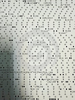 abstract background of binary code on a glass wall, digital technology