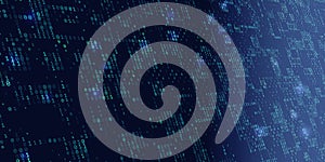 Abstract background binary code in perspective. Digital banner data for secure and data concept
