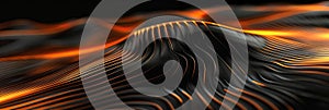 Abstract background in black and orange with a ripple effect
