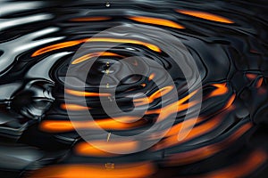 Abstract background in black and orange with a ripple effect