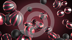 Abstract background black spheres on a darck background 3d render